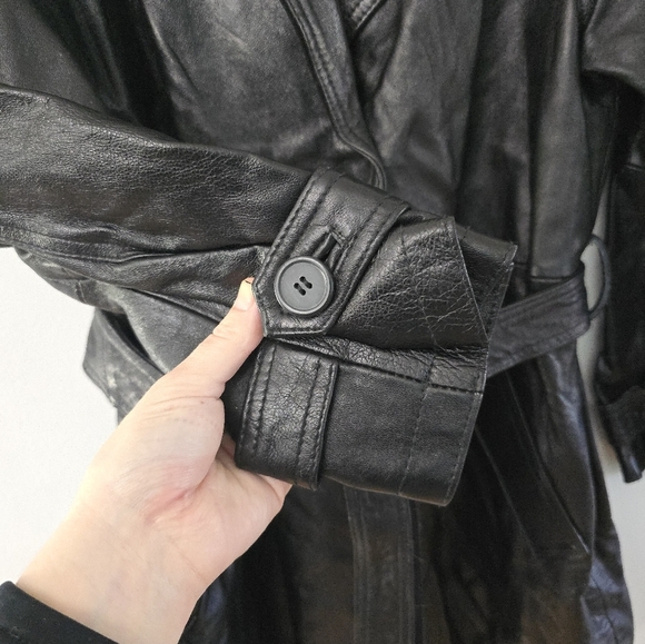 Vintage D.A.N.Y. Leather Jacket Black With Belt Size Large - Picture 2 of 16